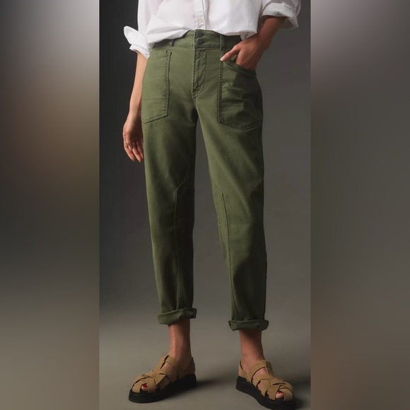 Anthropologie Pilcro The Wanderer Pants Green Utility Cargo Pants Size 23 EUC - Picture 2 of 16